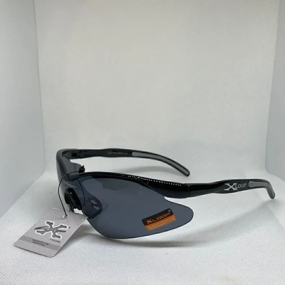 X-Loop Mens Semi-Rimless Mens Dark Lens Sunglasses